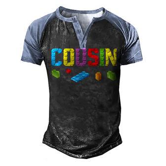 Cousin Master Builder Building Bricks Blocks Family Set Men Men's Henley Shirt Raglan Sleeve 3D Print T-shirt - Thegiftio UK