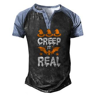 Creep It Real Witches Hat Halloween Men's Henley Shirt Raglan Sleeve 3D Print T-shirt - Seseable