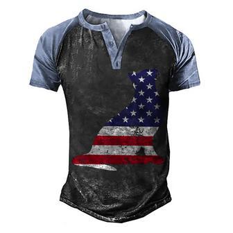 Cute Cat With American Flag 4Th Of July Men's Henley Shirt Raglan Sleeve 3D Print T-shirt - Thegiftio UK