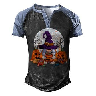 Cute Gnomes Happy Halloween Fall Candy Corn Pumpkin Men Kid V3 Men's Henley Shirt Raglan Sleeve 3D Print T-shirt - Thegiftio UK