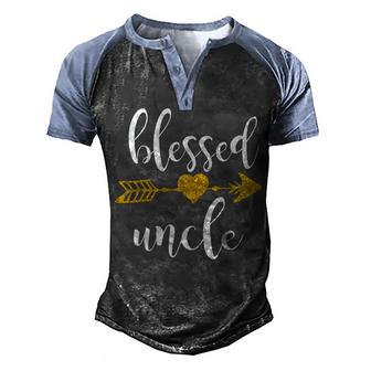 Cute Gold Arrow Blessed Uncle Funny Thanksgiving Day Gifts Men's Henley Shirt Raglan Sleeve 3D Print T-shirt - Thegiftio UK