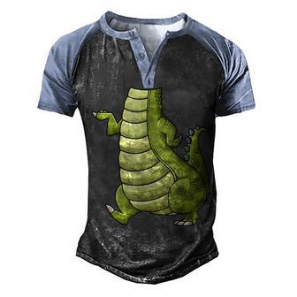 Cute Halloween Costume Crocodile Body Funny Halloween Spooky Men's Henley Shirt Raglan Sleeve 3D Print T-shirt - Thegiftio UK