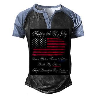 Cute Happy 4Th Of July Black American Flag Funny Made In Usa Men's Henley Shirt Raglan Sleeve 3D Print T-shirt - Thegiftio UK