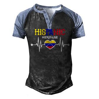Cute Hispanic Heritage Venezuela Flag Heart Proud Venezuelan Men's Henley Shirt Raglan Sleeve 3D Print T-shirt - Thegiftio UK