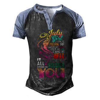Cute July Girl Statement Quote Bday Men's Henley Shirt Raglan Sleeve 3D Print T-shirt - Thegiftio UK