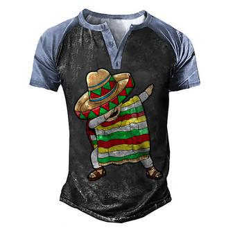 Dabbing Mexican Poncho Cinco De Mayo Boys Men Sombrero Dab Men's Henley Shirt Raglan Sleeve 3D Print T-shirt - Thegiftio UK