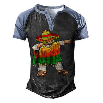 Dabbing Mexican Poncho Cinco De Mayo Men Sombrero Funny Dab Men's Henley Shirt Raglan Sleeve 3D Print T-shirt - Thegiftio UK