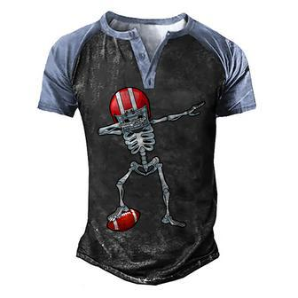 Dabbing Skeleton Football Player Boys Men Sports Halloween Men's Henley Shirt Raglan Sleeve 3D Print T-shirt - Thegiftio UK