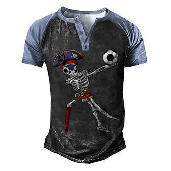 Dabbing Skeleton Pirate Soccer Skeleton Halloween Men Boys Men's Henley Shirt Raglan Sleeve 3D Print T-shirt - Thegiftio UK