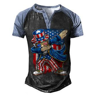 Dabbing Uncle Sam 4Th Of July Kids Boys Men Gifts Men's Henley Shirt Raglan Sleeve 3D Print T-shirt - Thegiftio UK