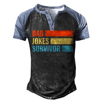 Dad Jokes Survivor Mustache Dad Joke Happy Fathers Day 2022 Men's Henley Shirt Raglan Sleeve 3D Print T-shirt - Thegiftio UK