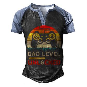 Dad Level Unlocked Keychain Vintage Retro Video Game Men's Henley Shirt Raglan Sleeve 3D Print T-shirt - Thegiftio UK