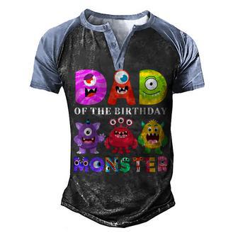 Dad Little Monster Kids 1St Birthday Party Family Monster Men's Henley Shirt Raglan Sleeve 3D Print T-shirt - Thegiftio UK