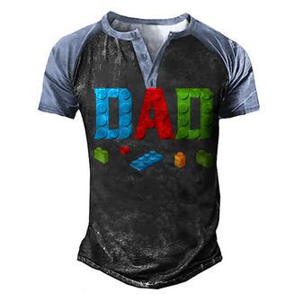 Dad Master Builder Building Bricks Blocks Family Set Parents Men's Henley Shirt Raglan Sleeve 3D Print T-shirt - Thegiftio UK