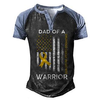 Dad Of A Warrior Childhood Cancer Awareness Flag Ribbon Men's Henley Shirt Raglan Sleeve 3D Print T-shirt - Thegiftio UK