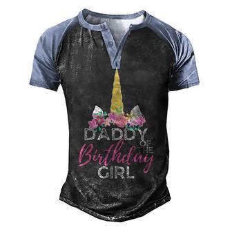 Dad Of The Birthday Girl Father Gifts Unicorn Birthday Men's Henley Shirt Raglan Sleeve 3D Print T-shirt - Thegiftio UK