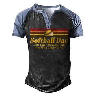 Dad Softball Apparel - Yellow Softball Dad Gilf Men's Henley Shirt Raglan Sleeve 3D Print T-shirt - Thegiftio UK