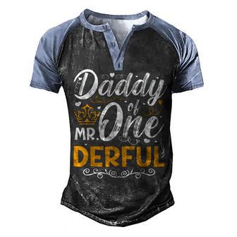 Daddy Of Mr One Derful Party Matching Family 1St Birthday Men's Henley Shirt Raglan Sleeve 3D Print T-shirt - Thegiftio UK