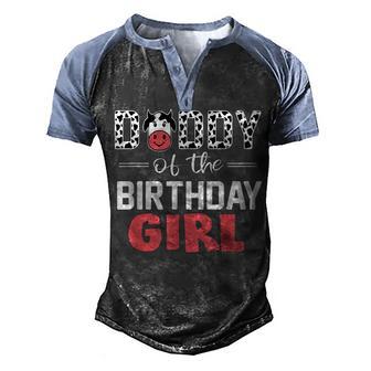 Daddy Of The Birthday Girl Farm Cow Dad Men's Henley Shirt Raglan Sleeve 3D Print T-shirt - Thegiftio UK