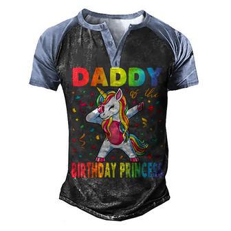Daddy Of The Birthday Princess Girl Dabbing Unicorn Men's Henley Shirt Raglan Sleeve 3D Print T-shirt - Thegiftio UK