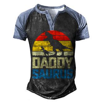 Daddysaurus Fathers Day T Rex Daddy Saurus Men Dad Men's Henley Shirt Raglan Sleeve 3D Print T-shirt - Thegiftio UK