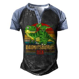 Daddysaurus Funny T Rex Dinosaur Dad Saurus Family Matching Men's Henley Shirt Raglan Sleeve 3D Print T-shirt - Thegiftio UK
