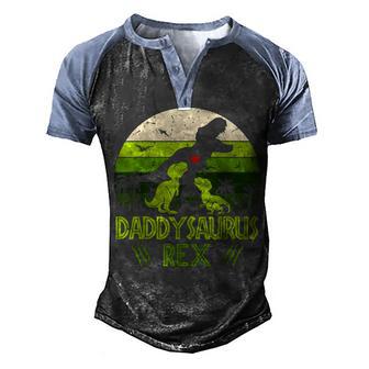 Daddysaurus Rex 2 Kids Sunset For Fathers Day Men's Henley Shirt Raglan Sleeve 3D Print T-shirt - Thegiftio UK