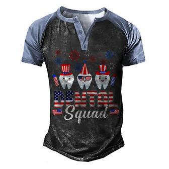 Dental Squad Dentist Hygienist Us Flag Fireworks 4Th Of July Men's Henley Shirt Raglan Sleeve 3D Print T-shirt - Thegiftio UK
