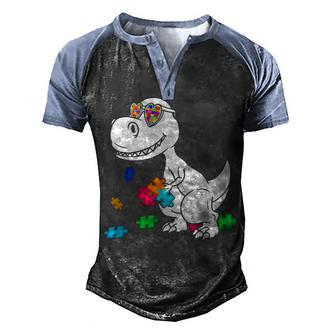 Dinosaur Puzzle Piece T Autism Awareness Boys Kids Men Men's Henley Shirt Raglan Sleeve 3D Print T-shirt - Thegiftio UK