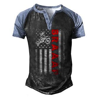 Dirt Bike Racing Usa Us American Flag Botocross Boys Youth Men's Henley Shirt Raglan Sleeve 3D Print T-shirt - Thegiftio UK