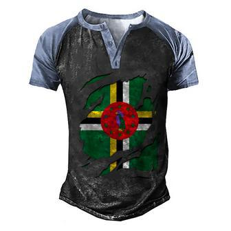 Dominica Flag Men's Henley Shirt Raglan Sleeve 3D Print T-shirt - Thegiftio UK