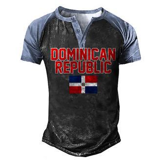 Dominican Republic Flag V2 Men's Henley Shirt Raglan Sleeve 3D Print T-shirt - Thegiftio UK