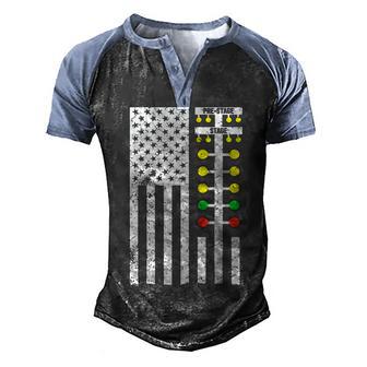 Drag Racing Flag American Drag Racer Drag Strip Tree Light Men's Henley Shirt Raglan Sleeve 3D Print T-shirt - Thegiftio UK