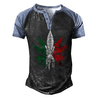 Dripping Mexican Color Weed Cinco De Mayo Weed Mexican Flag Men's Henley Shirt Raglan Sleeve 3D Print T-shirt - Thegiftio UK