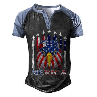Eagle Mullet 4Th Of July Usa American Flag Merica Men's Henley Shirt Raglan Sleeve 3D Print T-shirt - Thegiftio UK