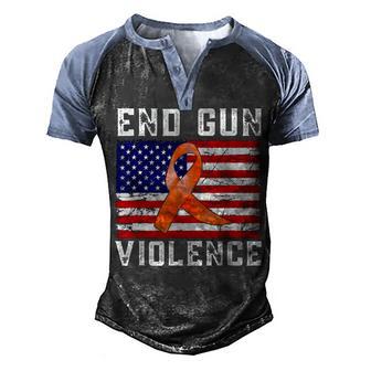 End Gun Violence Usa Flag Ribbon Anti Gun Awareness Day Men's Henley Shirt Raglan Sleeve 3D Print T-shirt - Thegiftio UK