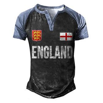 England English Flag Men's Henley Shirt Raglan Sleeve 3D Print T-shirt - Thegiftio UK