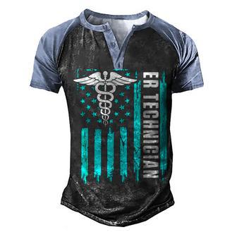Er Technician Brain Emergency Room Tech With American Flag Men's Henley Shirt Raglan Sleeve 3D Print T-shirt - Thegiftio UK