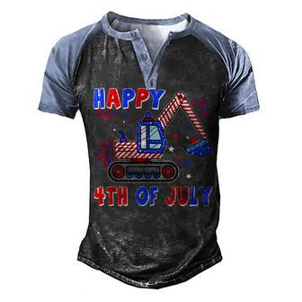 Excavator Usa Flag Patriotic 4Th Of July Boys Girls Toddler Men's Henley Shirt Raglan Sleeve 3D Print T-shirt - Thegiftio UK