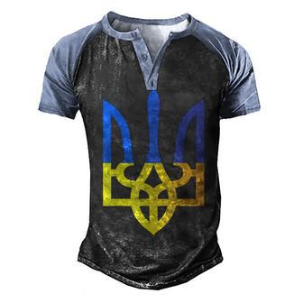 Faded Ukrainian Flag Distressed Flag Of Ukraine Men's Henley Shirt Raglan Sleeve 3D Print T-shirt - Thegiftio UK