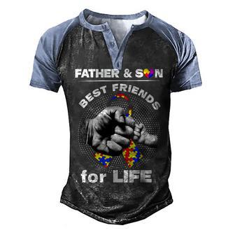 Father And Son Best Friends For Life Ribbon Autism Awareness Men's Henley Shirt Raglan Sleeve 3D Print T-shirt - Thegiftio UK