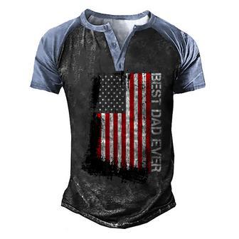 Fathers Day Best Dad Ever With Us American Flag Gift Men's Henley Shirt Raglan Sleeve 3D Print T-shirt - Thegiftio UK