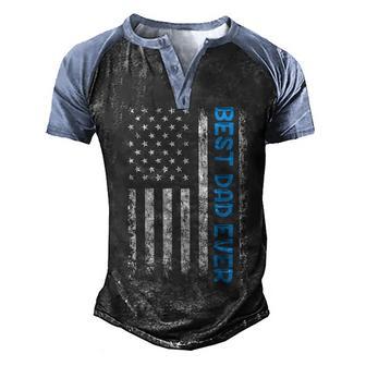 Fathers Day Best Dad Ever With Us American Flag Men's Henley Shirt Raglan Sleeve 3D Print T-shirt - Thegiftio UK