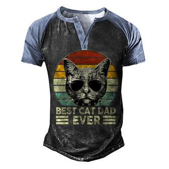 Fathers Day Dad Men Vintage Best Cat Dad Ever Men's Henley Shirt Raglan Sleeve 3D Print T-shirt - Thegiftio UK