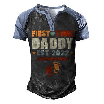 Fathers Day For Dad First Time Daddy New Dad Est 2022 Men's Henley Shirt Raglan Sleeve 3D Print T-shirt - Thegiftio UK