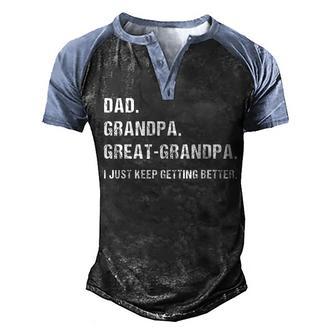 Fathers Day Gift From Grandkids Dad Grandpa Great Grandpa V2 Men's Henley Shirt Raglan Sleeve 3D Print T-shirt - Thegiftio UK