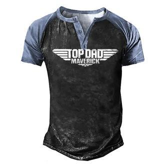 Fathers Day Jet Fighter Top Dad Maverick V2 Men's Henley Shirt Raglan Sleeve 3D Print T-shirt - Seseable