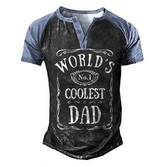 Fathers Day Worlds Coolest Dad Retro Gift For Men Men's Henley Shirt Raglan Sleeve 3D Print T-shirt - Thegiftio UK
