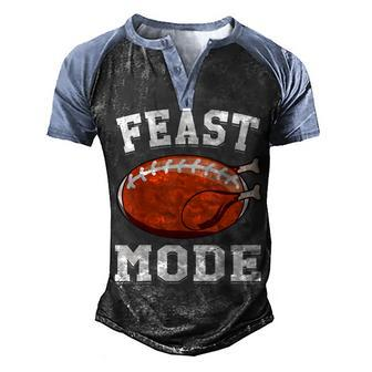 Feast Mode Football Turkey Funny Thanksgiving Gifts Men Boys Men's Henley Shirt Raglan Sleeve 3D Print T-shirt - Thegiftio UK