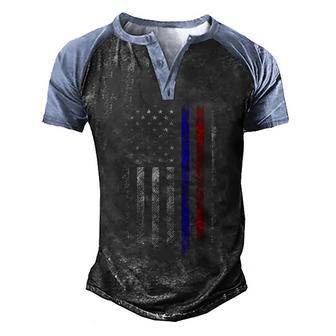 Firefighter Police Officer Red & Blue Line Flag Men's Henley Shirt Raglan Sleeve 3D Print T-shirt - Thegiftio UK